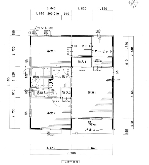 ヤマダホームズの2階間取り図